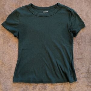 Women's Old Navy Dark Green Ribbed Tee, Size Small
